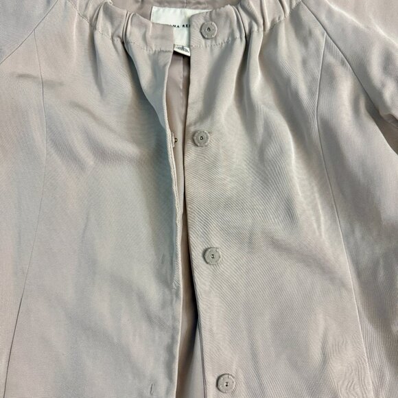 Banana Republic Stretch Blazer Suit Jacket Beige Belt Waist Tie Pockets Size 2 - Picture 5 of 12